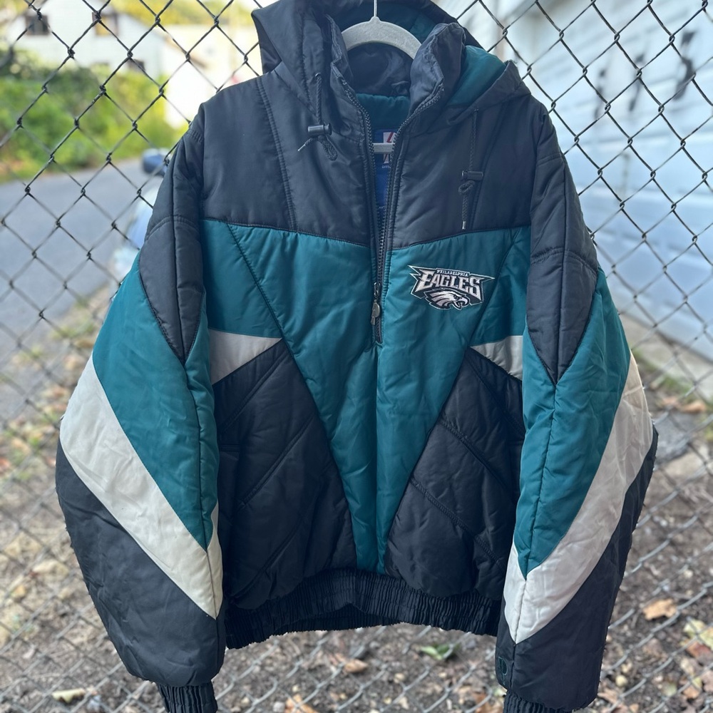 VINTAGE 90s Pro Player Philadelphia Eagles Bubble  Jacket Mens 2XL